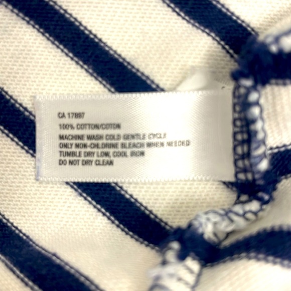 Gap Navy/White Striped Top Boatneck Buttons on Shoulder 3/4 Sleeves Cotton Sz XL - Picture 2 of 14